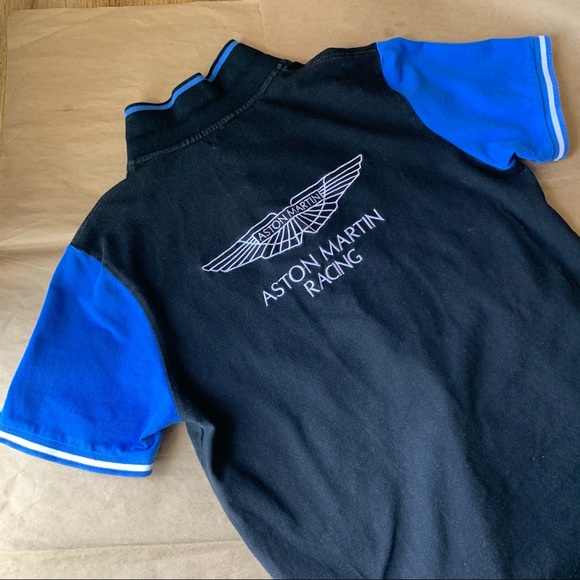 Hackett Aston Martin Polo Small Medium Cotton Black Blue - Picture 5 of 7